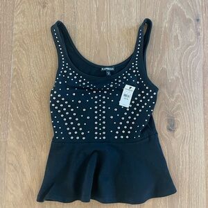 Express Black Studded Women's Peplum Top